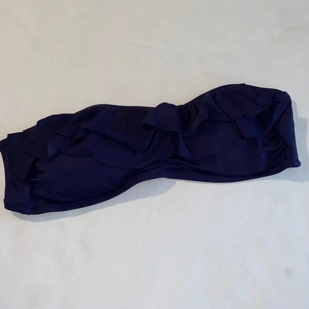 H&M Navy Flounce Bikini Top Ruffle Swimwear 4119